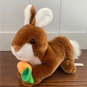 Brown plush 8” bunny with carrot